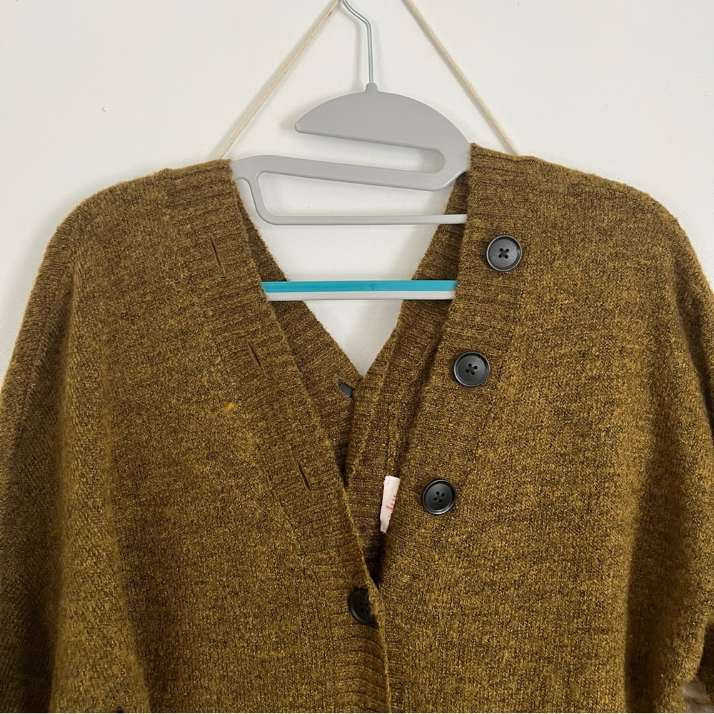 Olive Green Button Down Sweater W Button Detail O… - image 2